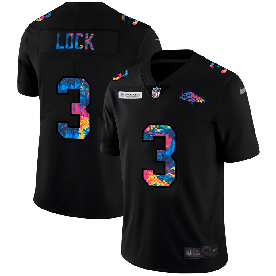 NFL Denver Broncos #3 Drew Lock Men Nike MultiColor Black 2020  Crucial Catch Vapor Untouchable Limited Jersey